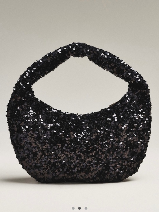 Anthropologie Handbags - NWT new Anthropologie paillette sequin crescent bag black Shoulder purse